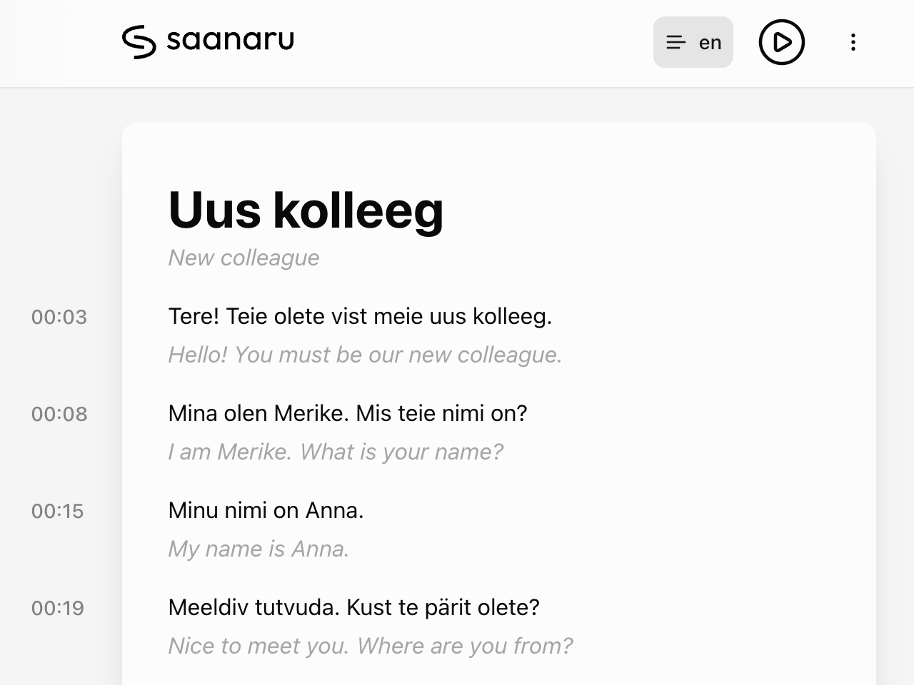 Audio player with transcription and translation - desktop version